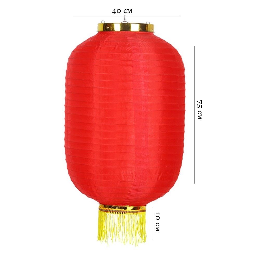 Китайский фонарь Цилиндр с бахромой 40х75 см, красный