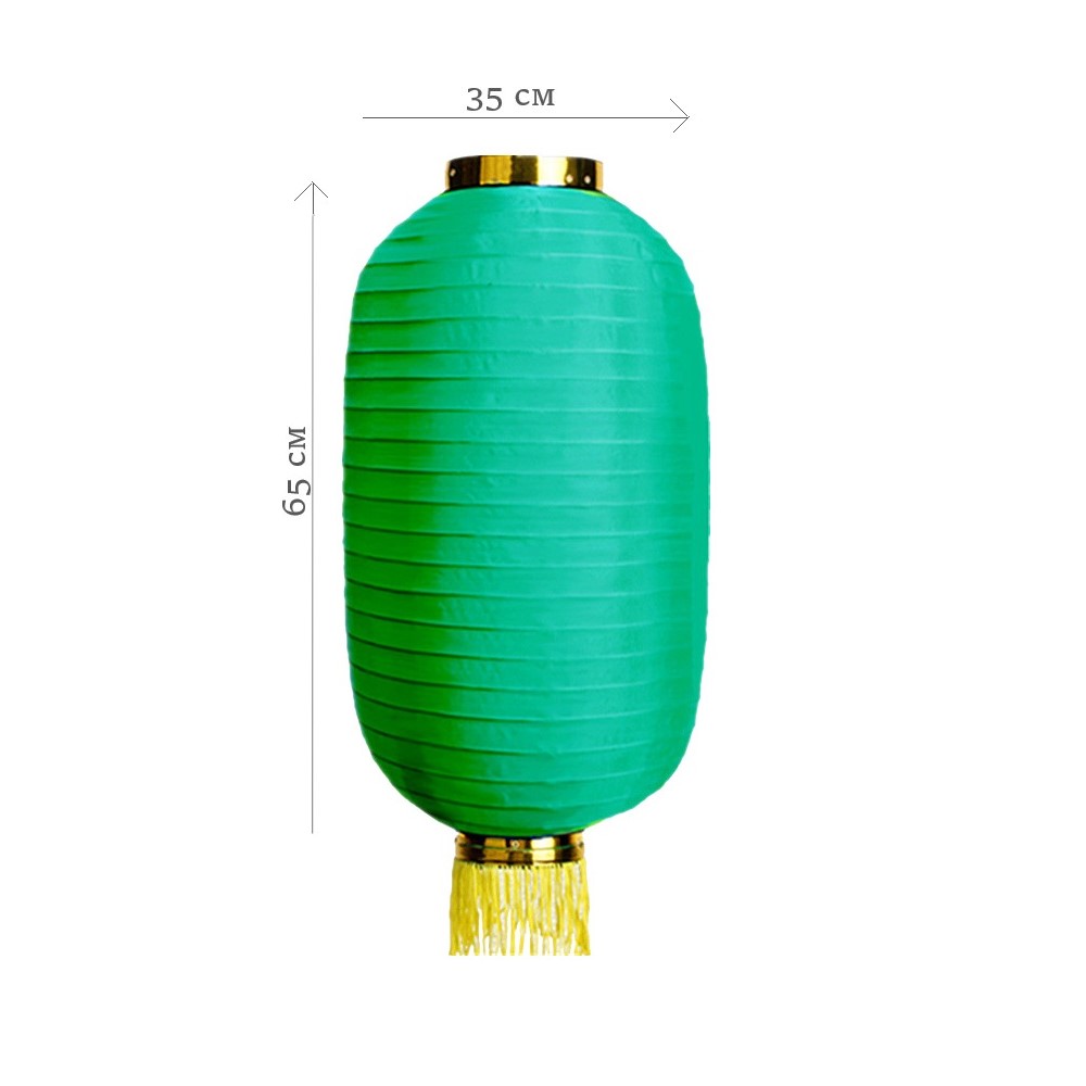Китайский фонарь Цилиндр с бахромой 35х65 см, зеленый
