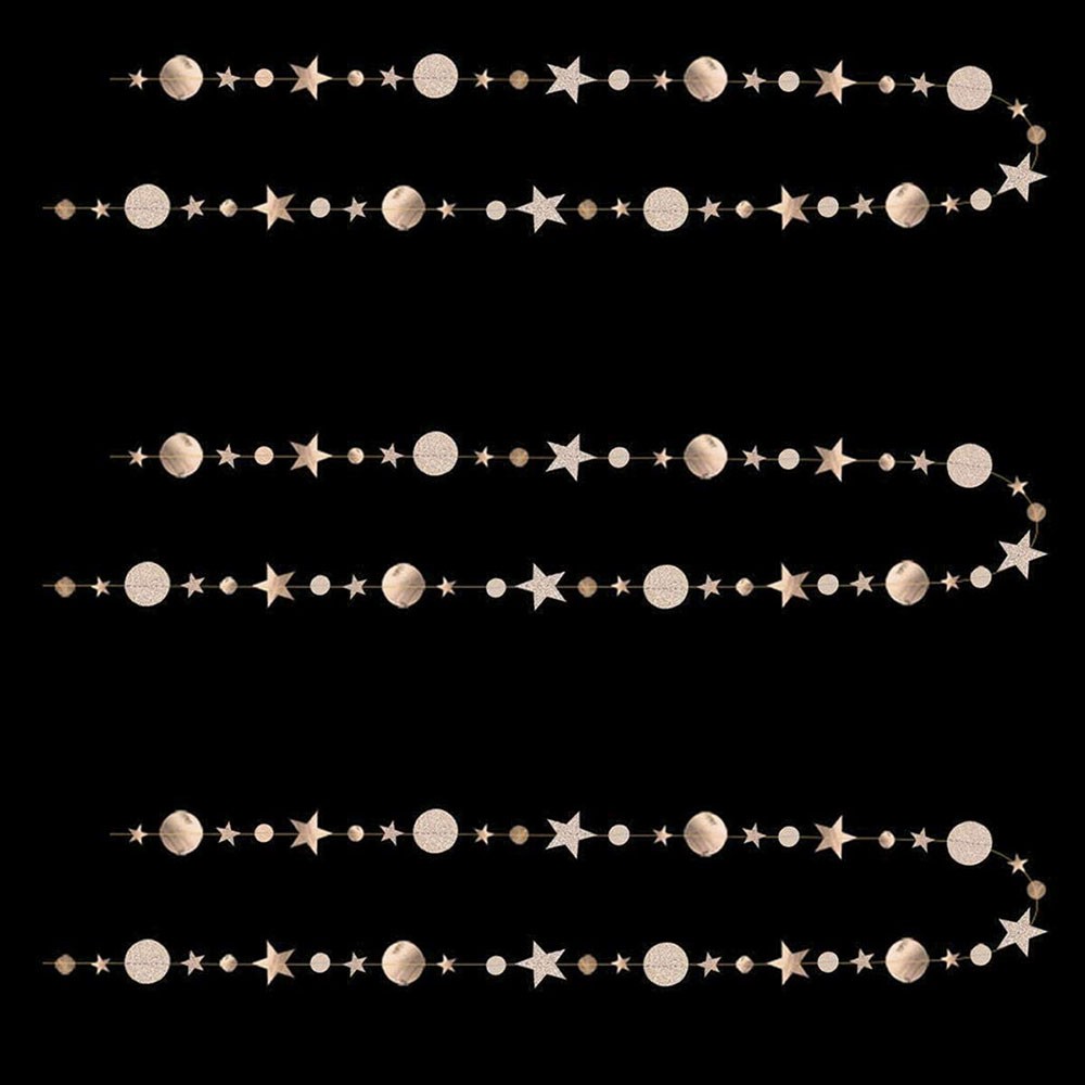 Гирлянда Звезды/Кружочки 4 м металлик/блеск, шампань