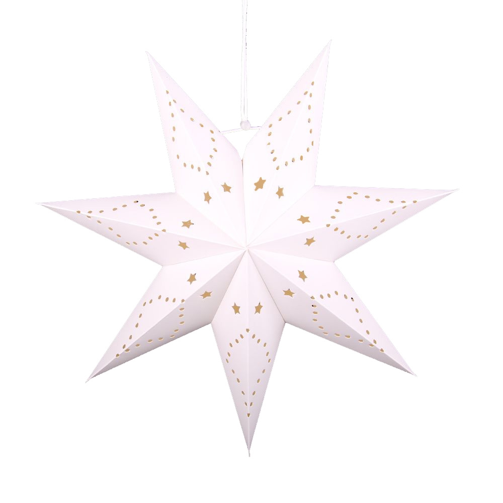 Звезда семиконечная бумажная 45 см, Звезды и точки, белый Звезда семиконечная бумажная 45 см, Звезды и точки, белый