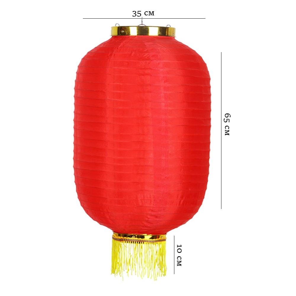 Китайский фонарь Цилиндр с бахромой 35х65 см, красный