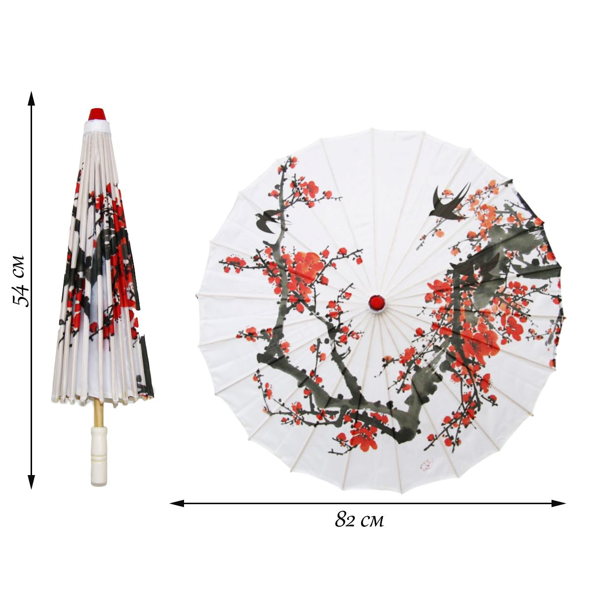 Китайские тканевые зонтики цветочные 82х54см, №21