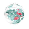 Подвесной фонарик "Аккордеон" 25 см, Фламинго с цветком