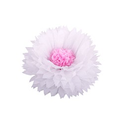 Бумажный цветок 30 см белый+розовый
