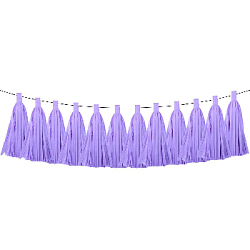 Гирлянда тассел 12 кисточек по 10 листов, светло-сиреневый