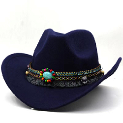 Шляпа ковбойская Бохо из фетра, темно-синий