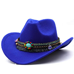 Шляпа ковбойская Бохо из фетра, синий