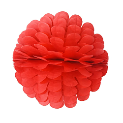 Бумажное украшение Цветочный шар-соты 25 см, красный
