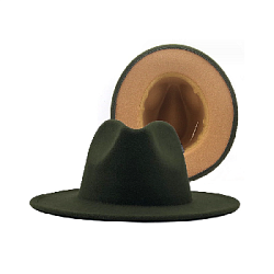 Шляпа Федора фетровая 2 цвета, оливковый+бежевый