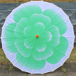 Китайские тканевые зонтики Цветок 82х54см, зеленый