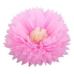 Бумажный цветок 40 см розовый+айвори