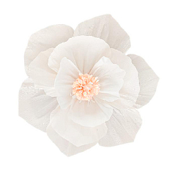 Бумажный цветок гофрированный 30 см белый+персиковый