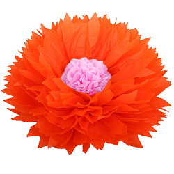 Бумажный цветок 50 см оранжевый+розовый