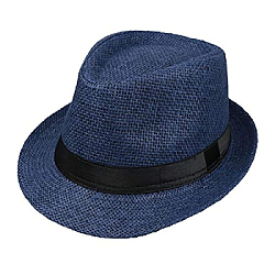 Шляпа Трилби соломенная, темно-синий