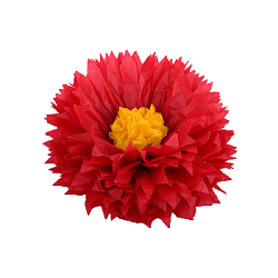 Бумажный цветок 30 см красный+желтый