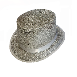 Шляпа Цилиндр с блеском, серебро