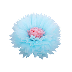 Бумажный цветок 30 см голубой+светло-розовый