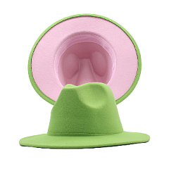 Шляпа Федора фетровая 2 цвета, салатовый+розовый