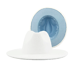 Шляпа Федора фетровая 2 цвета, белый+св.голубой