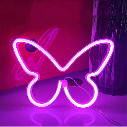 Неоновая подвеска "Бабочка" 22 х 17 см от батареек и USB, розовый