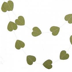 Гирлянда "Сердечки" блеск зеленая 7 см х 2,5 м
