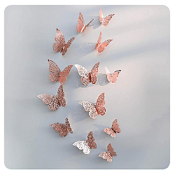 Наклейки Бабочки № 1 12 шт бумага розовое золото