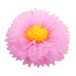 Бумажный цветок 40 см розовый+желтый