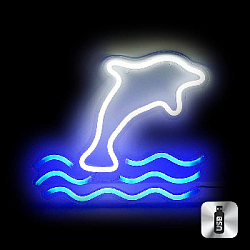 Cветильник LED NEON "Дельфин" 27 х 32 см, от USB