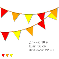 Гирлянда флажковая уличная 10 м, шаг 30 см, Солнце