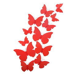 Бабочки на булавке 12 шт пластик красные