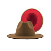 Шляпа Федора фетровая 2 цвета, св.коричневый+красный
